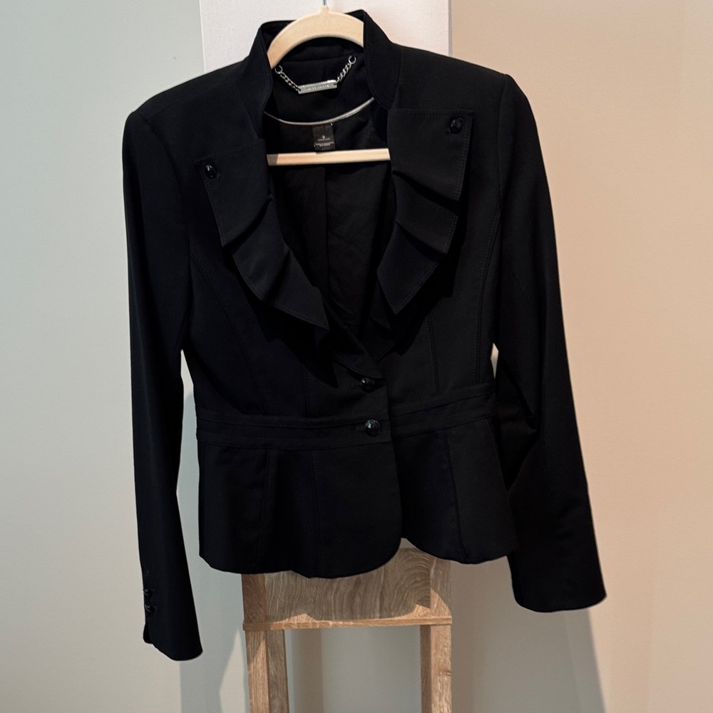 White House Black Market Ruffled Black Blazer